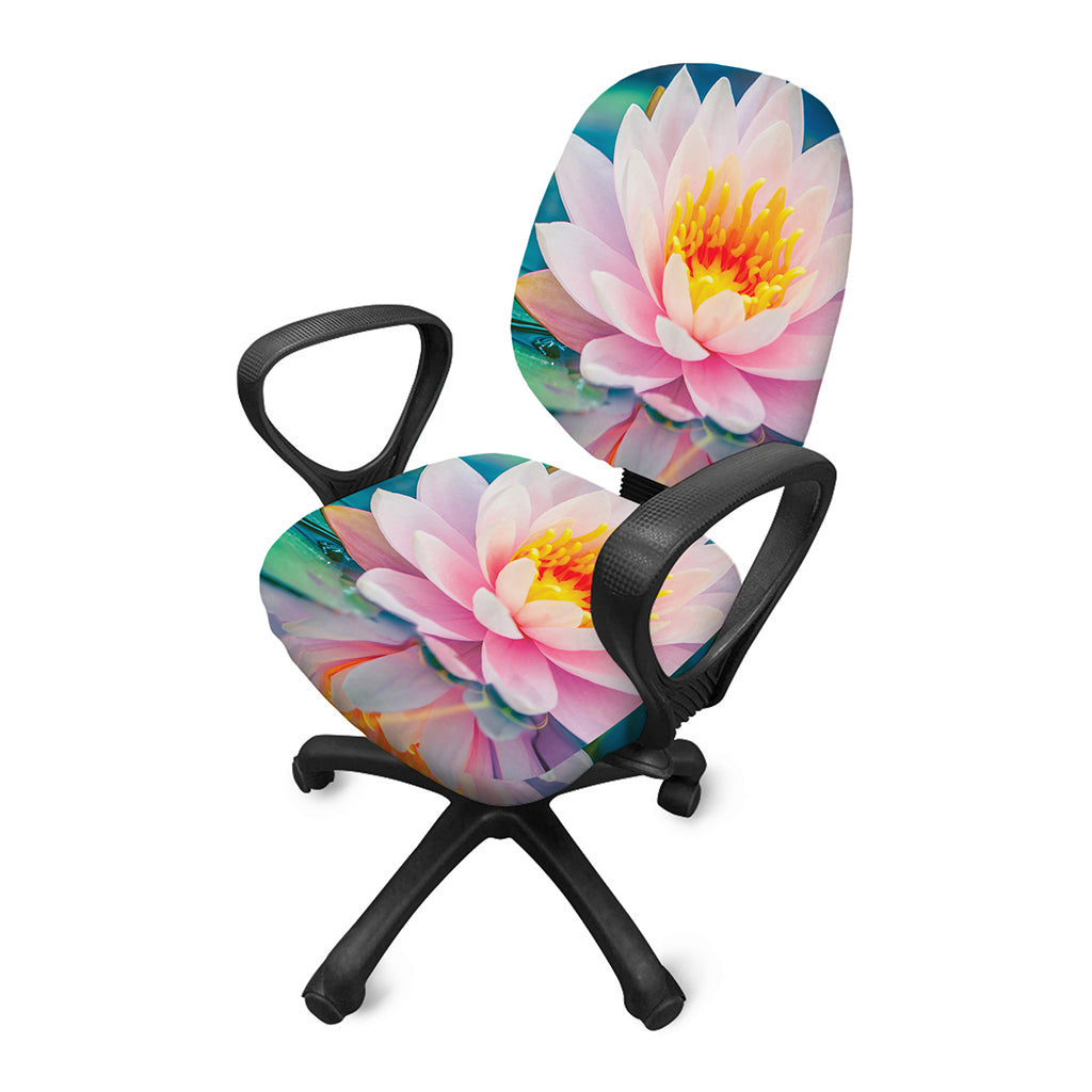 Pink Water Lily Print Office Chair Cover