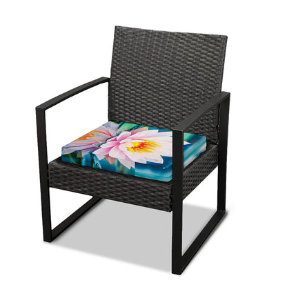 Pink Water Lily Print Outdoor Seat Cushion Cover