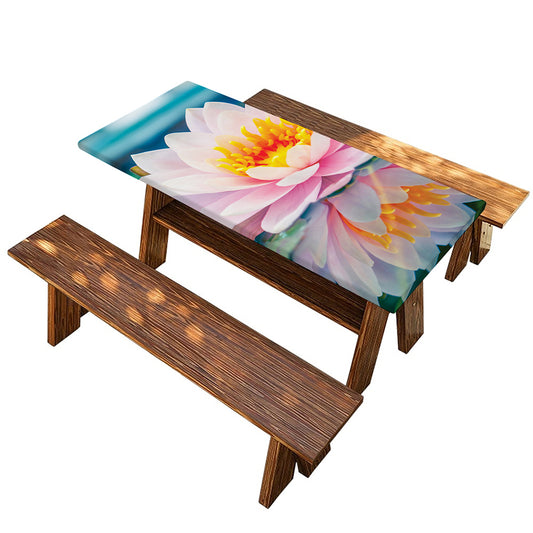 Pink Water Lily Print Picnic Table Cover