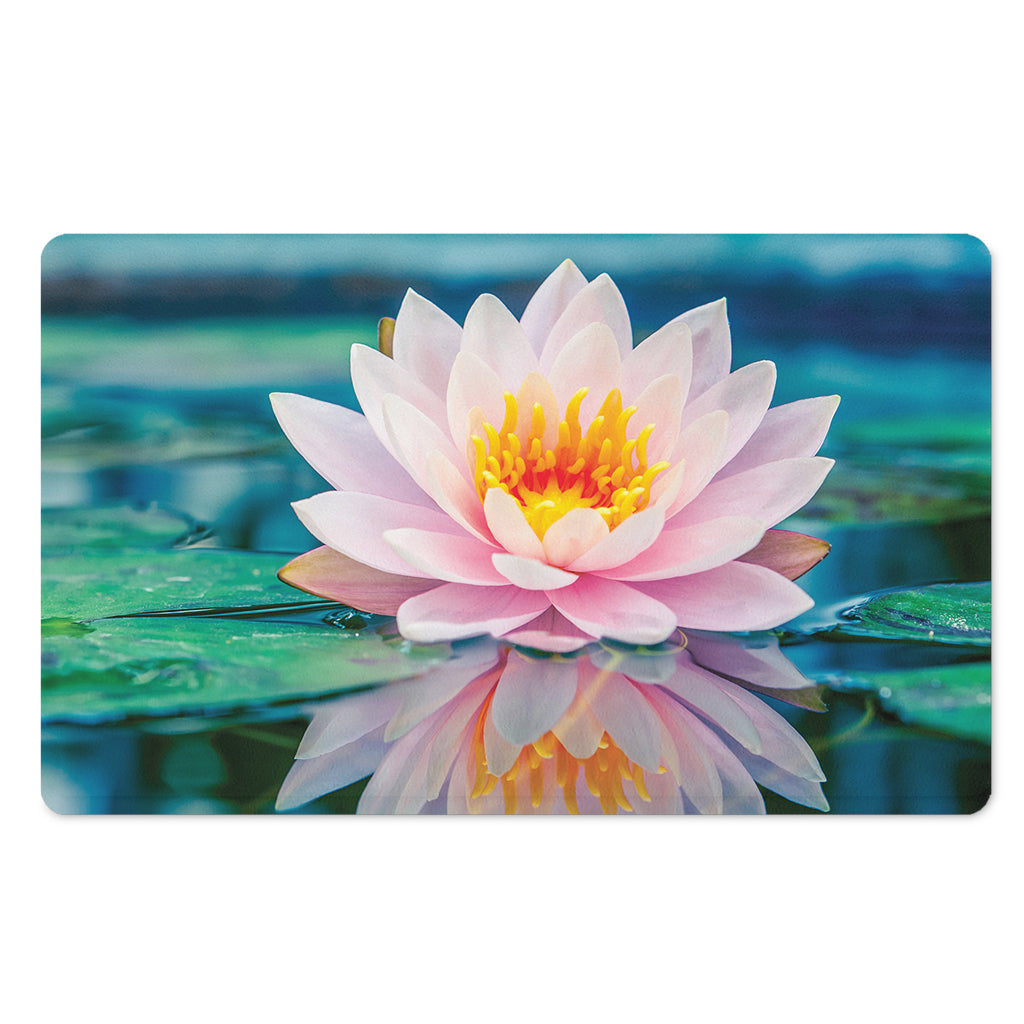 Pink Water Lily Print Polyester Doormat