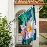 Pink Water Lily Print Polyester Flag
