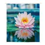 Pink Water Lily Print Polyester Shower Curtain