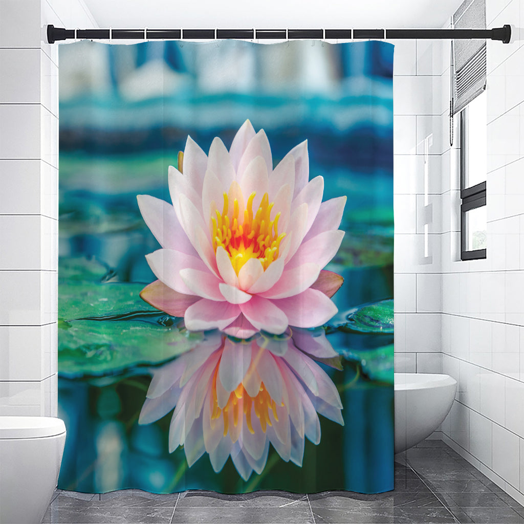 Pink Water Lily Print Premium Shower Curtain