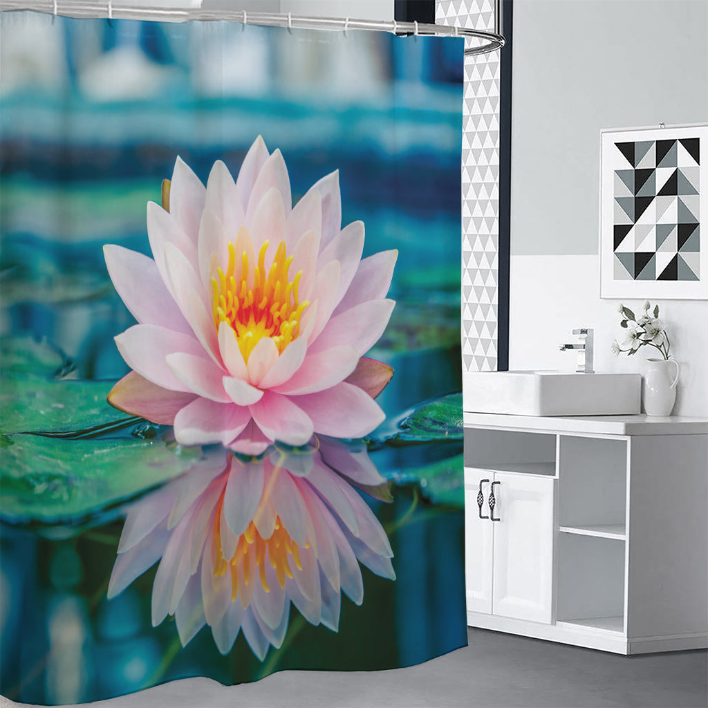 Pink Water Lily Print Premium Shower Curtain