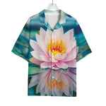 Pink Water Lily Print Rayon Hawaiian Shirt