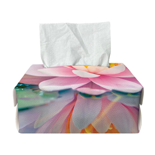 Pink Water Lily Print Rectangle Tissue Box Cover