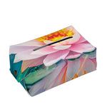 Pink Water Lily Print Rectangle Tissue Box Cover