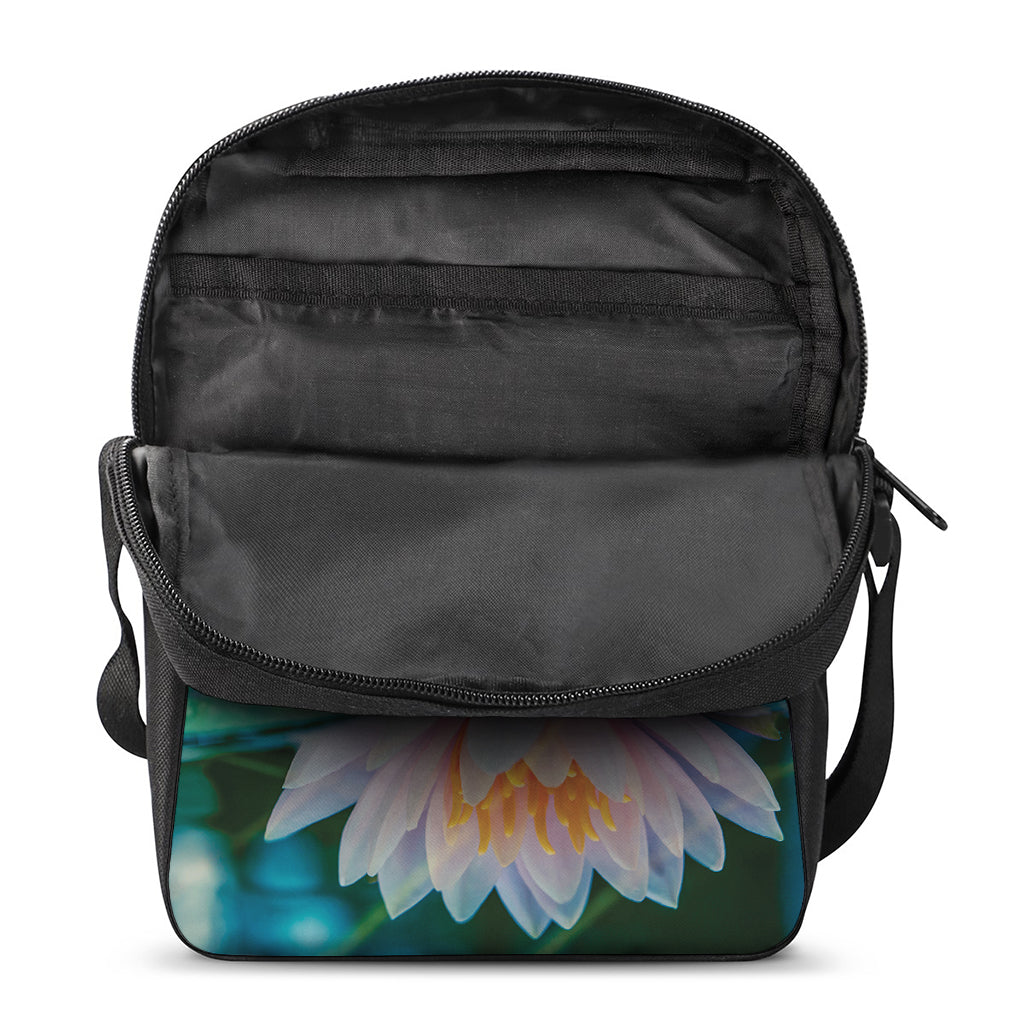 Pink Water Lily Print Rectangular Crossbody Bag