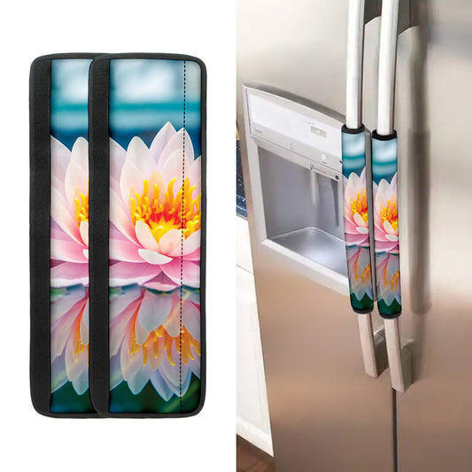 Pink Water Lily Print Refrigerator Handle Covers