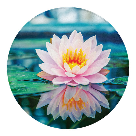 Pink Water Lily Print Round Blanket