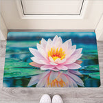 Pink Water Lily Print Rubber Doormat