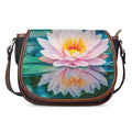 Pink Water Lily Print Saddle Bag