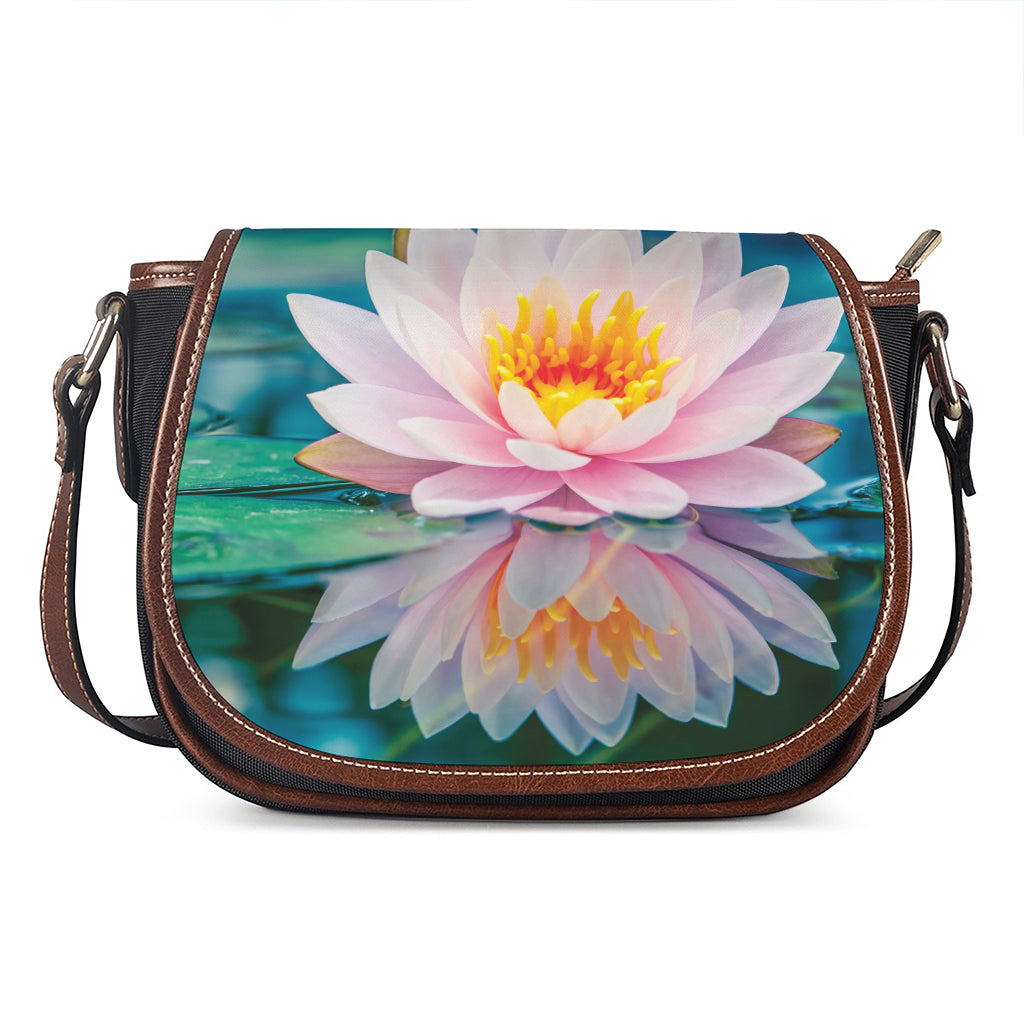 Pink Water Lily Print Saddle Bag