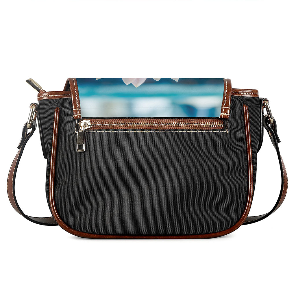 Pink Water Lily Print Saddle Bag