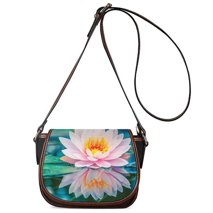 Pink Water Lily Print Saddle Bag