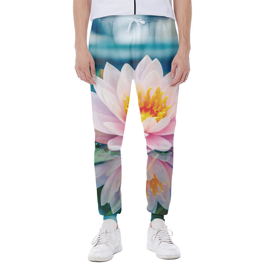 Pink Water Lily Print Scuba Joggers
