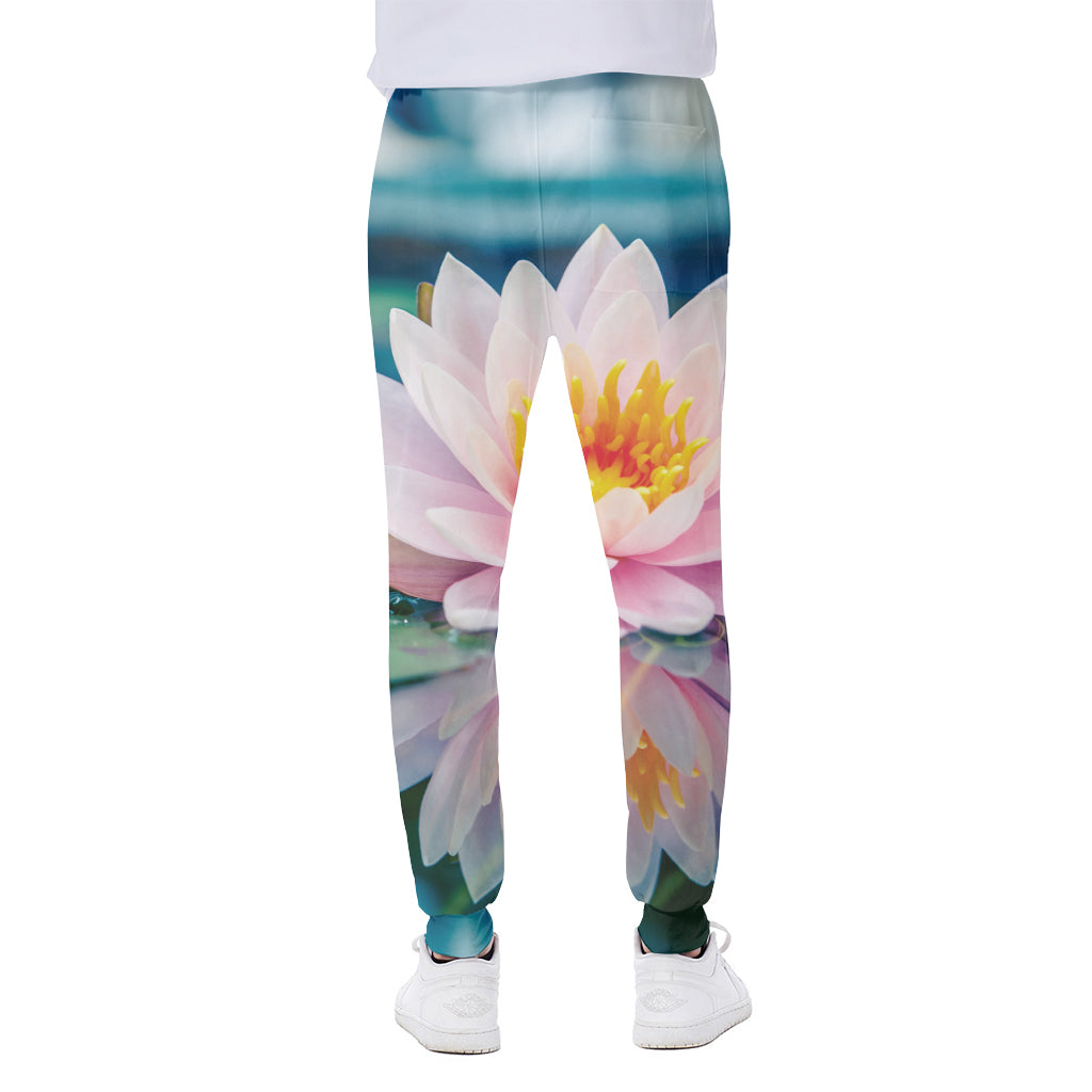 Pink Water Lily Print Scuba Joggers