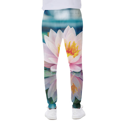 Pink Water Lily Print Scuba Joggers