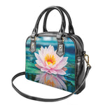 Pink Water Lily Print Shoulder Handbag