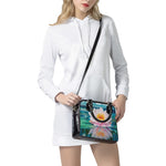 Pink Water Lily Print Shoulder Handbag
