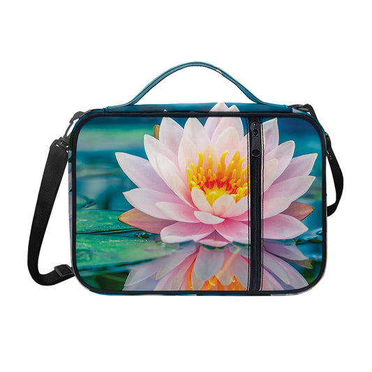 Pink Water Lily Print Shoulder Strap Bible Bag