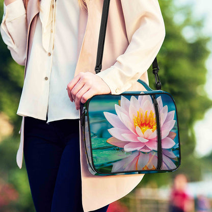 Pink Water Lily Print Shoulder Strap Bible Bag