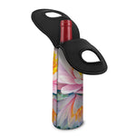 Pink Water Lily Print Single Neoprene Wine Tote