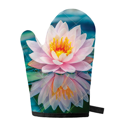 Pink Water Lily Print Single Oven Mitt