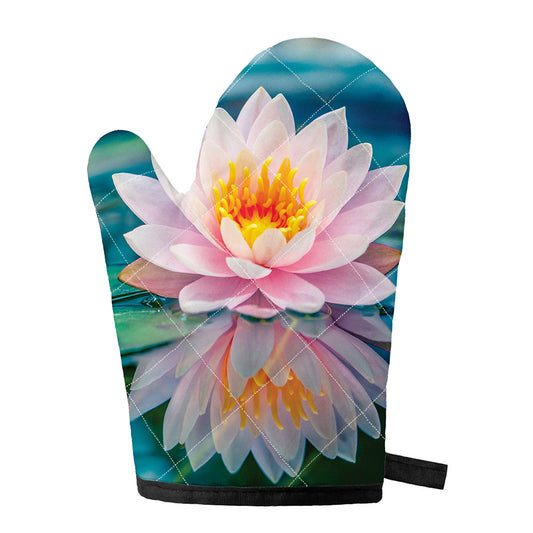 Pink Water Lily Print Single Oven Mitt