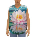 Pink Water Lily Print Sleeveless Baseball Jersey