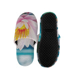Pink Water Lily Print Slippers