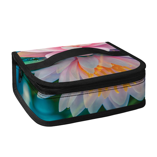 Pink Water Lily Print Small Lunch Bag