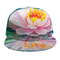 Pink Water Lily Print Snapback Cap