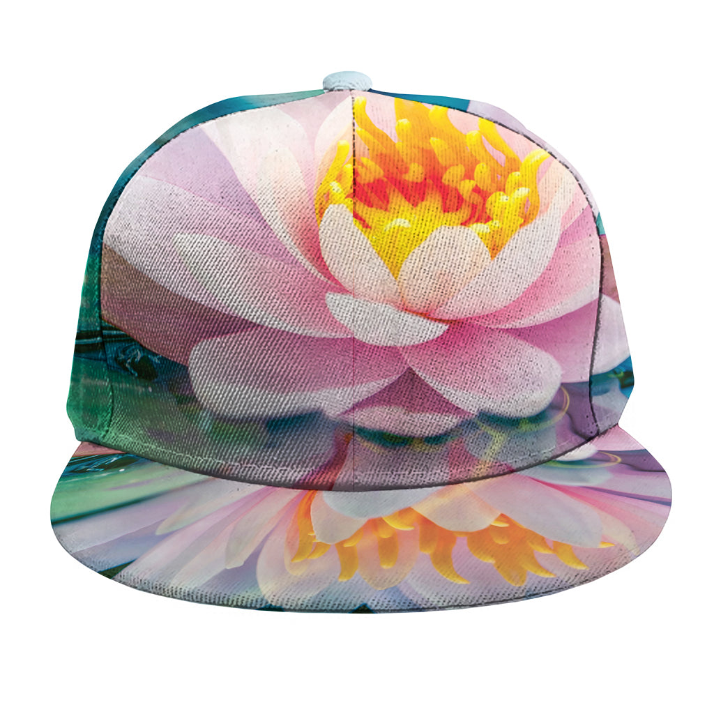Pink Water Lily Print Snapback Cap