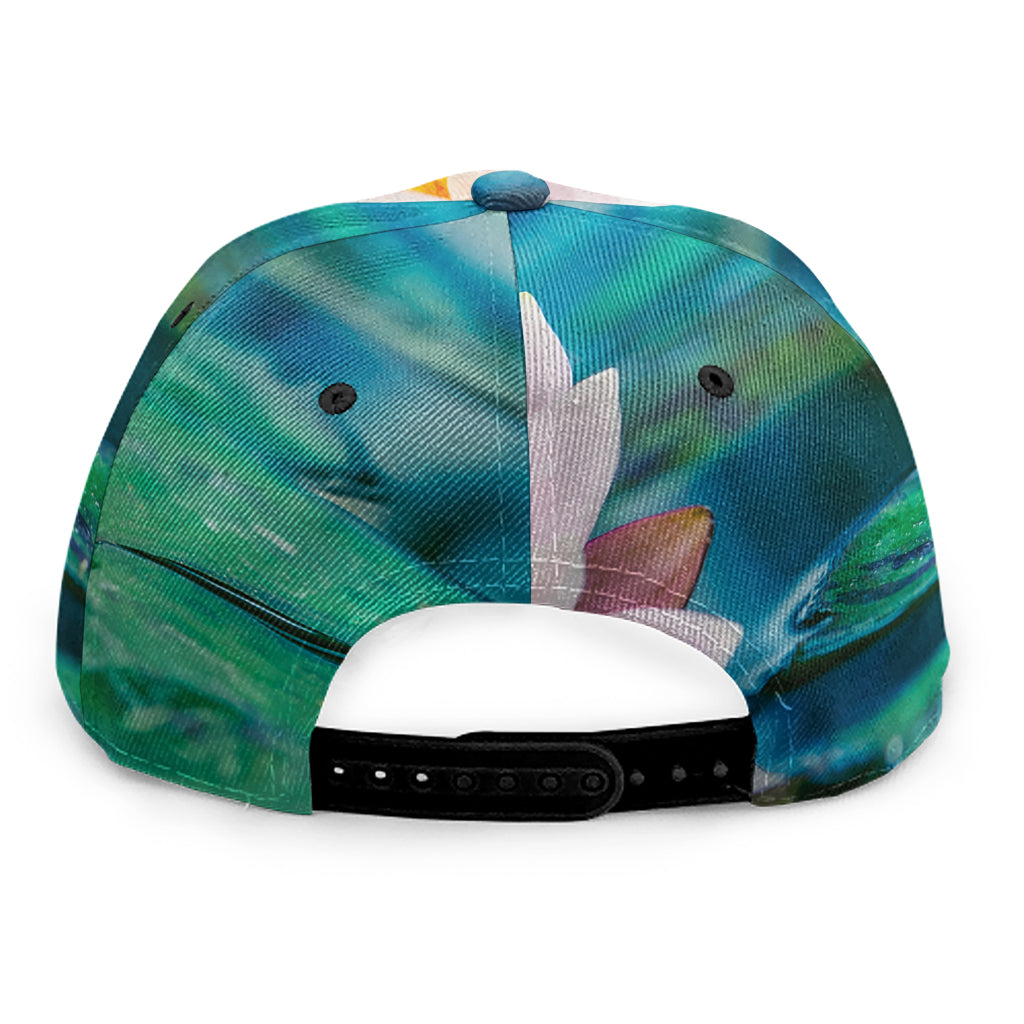Pink Water Lily Print Snapback Cap