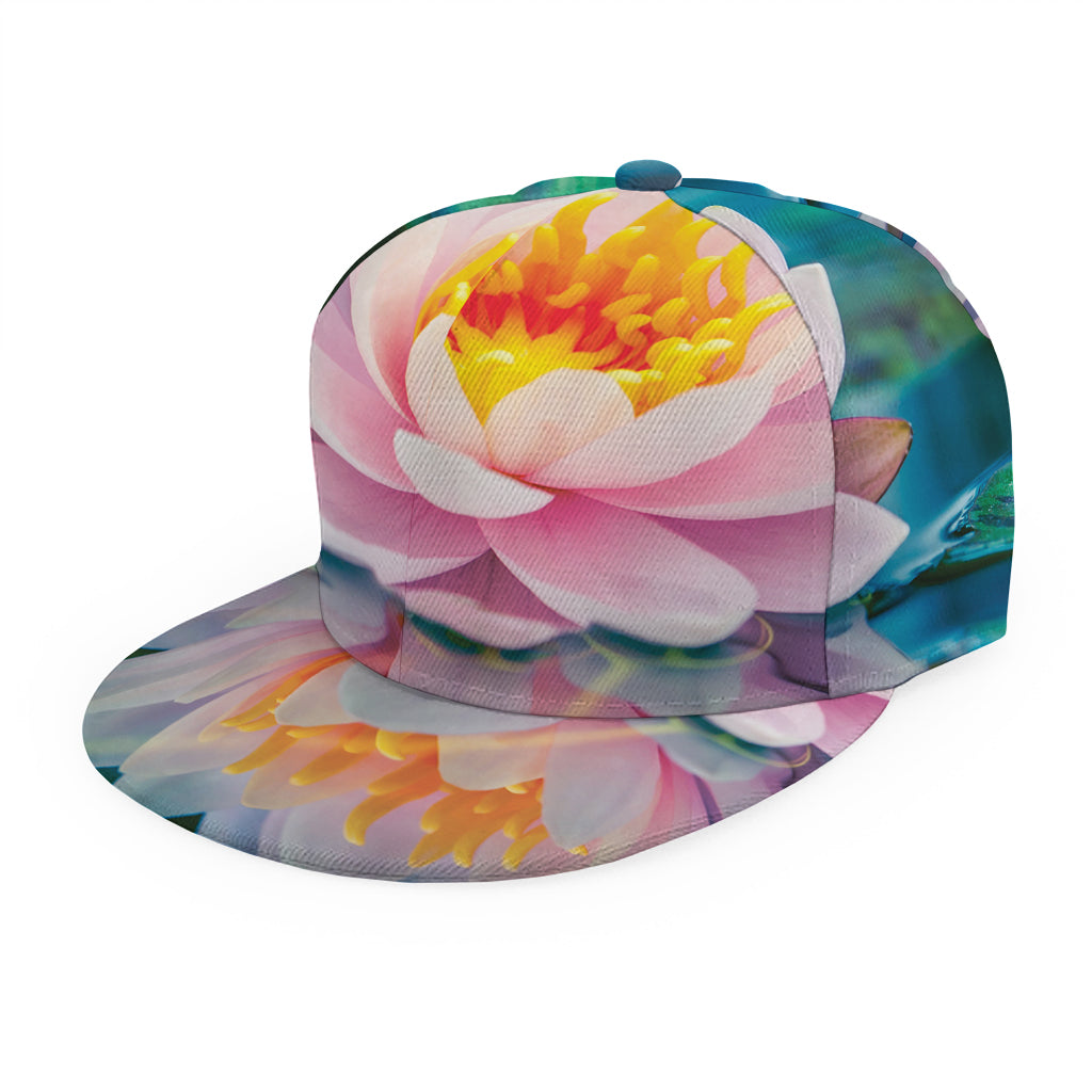 Pink Water Lily Print Snapback Cap