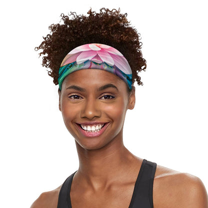 Pink Water Lily Print Sports Headband