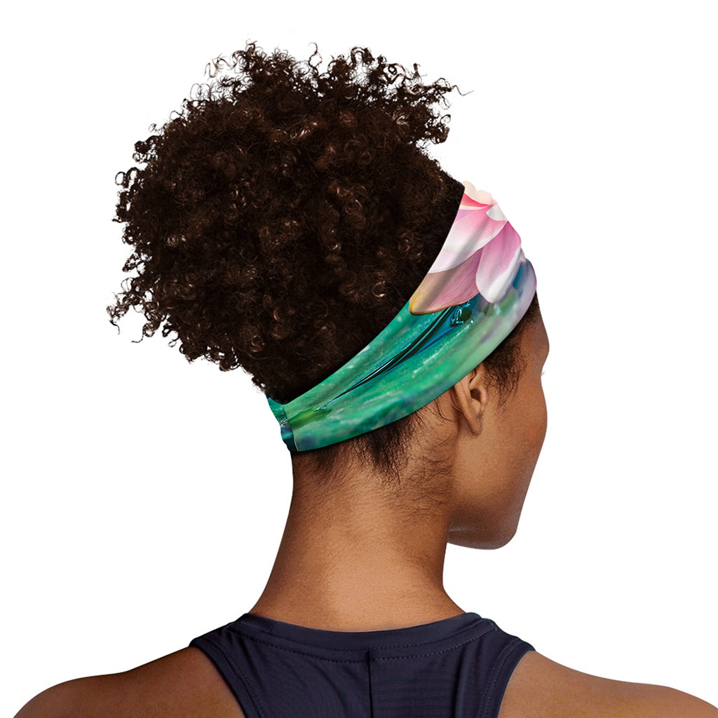 Pink Water Lily Print Sports Headband