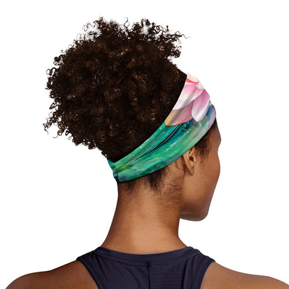 Pink Water Lily Print Sports Headband
