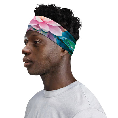 Pink Water Lily Print Sports Headband