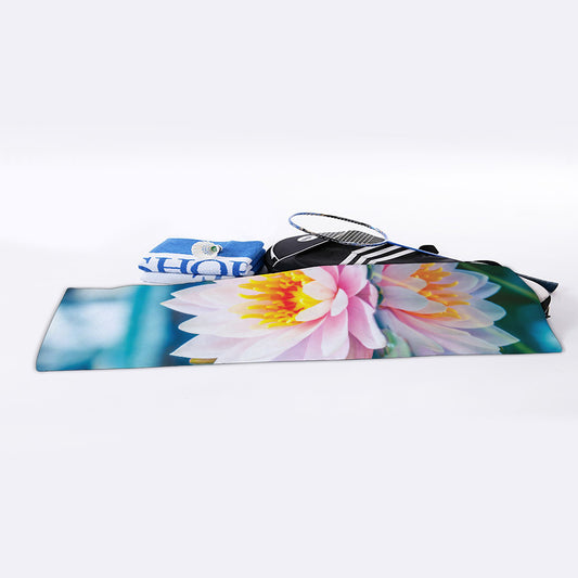 Pink Water Lily Print Sports Towel