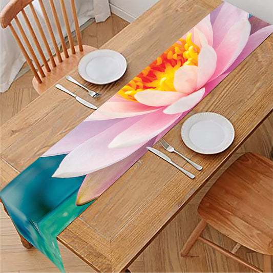 Pink Water Lily Print Table Runner