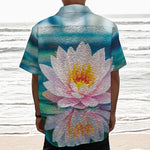 Pink Water Lily Print Textured Short Sleeve Shirt