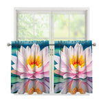 Pink Water Lily Print Tier Curtains