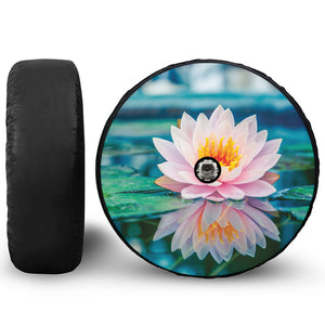 Pink Water Lily Print Tire Cover With Camera Hole