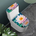 Pink Water Lily Print Toilet Lid And Tank Cover Set