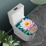 Pink Water Lily Print Toilet Lid Cover