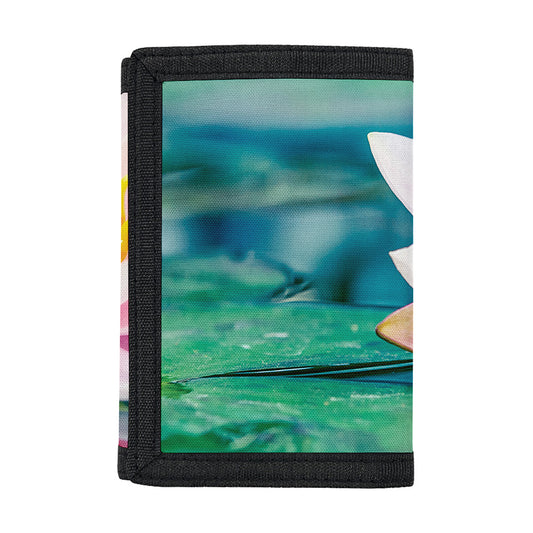 Pink Water Lily Print Trifold Wallet