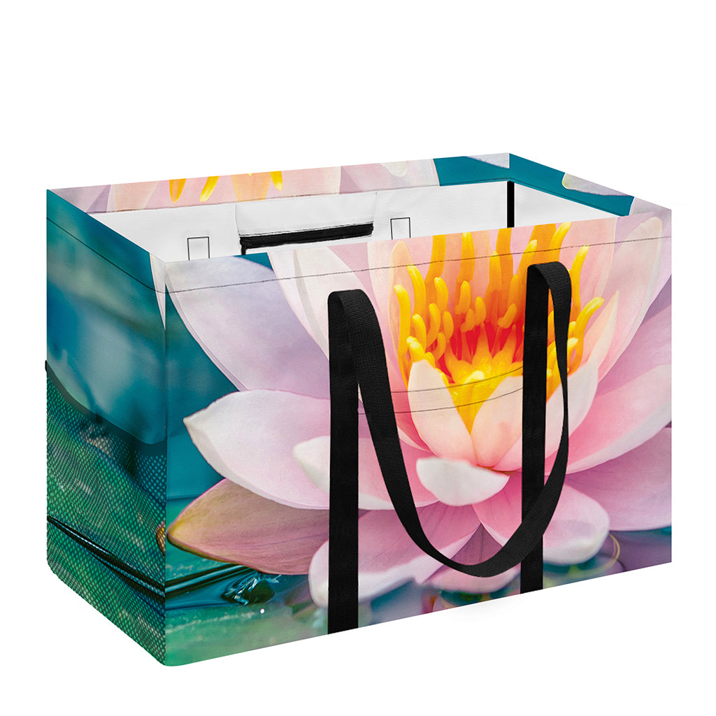 Pink Water Lily Print Utility Tote Bag