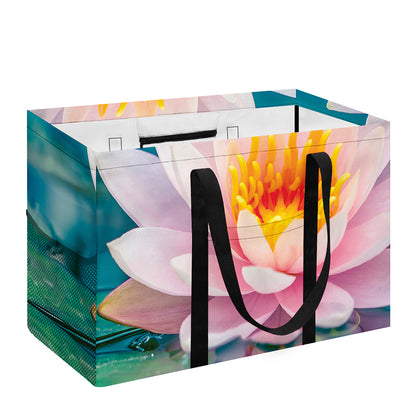 Pink Water Lily Print Utility Tote Bag
